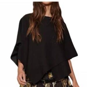 NWT Bucket List Black Darla Asymmetric Crossover Cut Top
